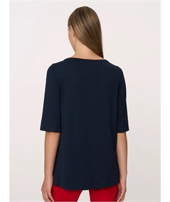 Ragno DN21TW - Maglia collo barca con strass in jersey di Viscosa crêpe. Colore: Bleu 078