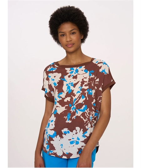 Ragno DN03TX - Maglia girocollo manica kimono in Viscosa. Colore: Fantasia Cappuccino 526F