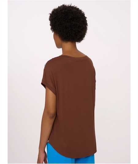 Ragno DN03TX - Maglia girocollo manica kimono in Viscosa. Colore: Fantasia Cappuccino 526F