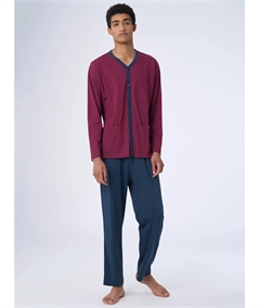 Ragno U634N6 - Pigiama lungo aperto a fantasia in Jersey di puro Cotone - Fantasia Rio red 873F
