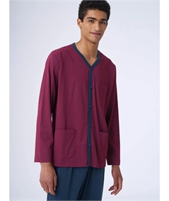 Ragno U634N6 - Pigiama lungo aperto a fantasia in Jersey di puro Cotone - Fantasia Rio red 873F