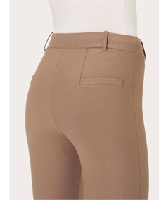 Ragno Art D091PW Pantalone straight fit in tessuto compact di Viscosa con risvolto alla caviglia. Colore: Pine Bark  (Cammello)