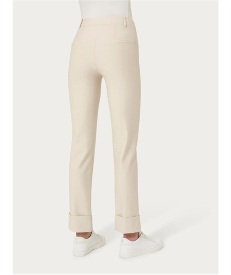 Ragno Art D091PW Pantalone straight fit in tessuto compact di Viscosa con risvolto alla caviglia. Colore: Champignon 786