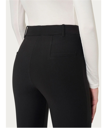 Ragno Art D091PW Pantalone straight fit in tessuto compact di Viscosa con risvolto alla caviglia. Colore Nero 020