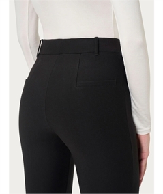 Ragno Art D091PW Pantalone straight fit in tessuto compact di Viscosa con risvolto alla caviglia. Colore Nero 020