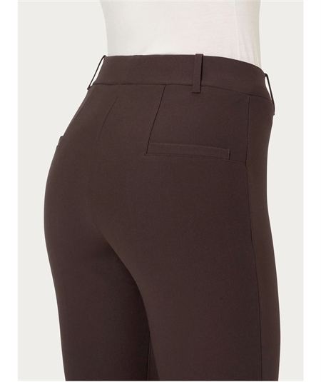 Ragno Art D091PW Pantalone straight fit in tessuto compact di Viscosa con risvolto alla caviglia. Colore: Chocolate A75