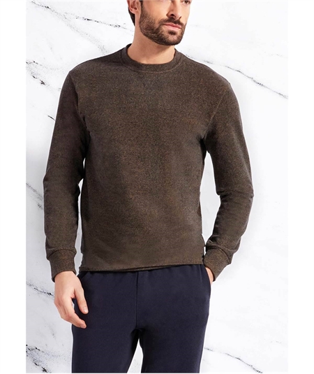 Q.bò 46535-CAM Pigiama girocollo in caldo e soffice tessuto Jacquard. Colore: Cammello Melange