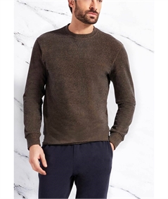 Q.bò 46535-CAM Pigiama girocollo in caldo e soffice tessuto Jacquard. Colore: Cammello Melange