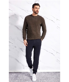 Q.bò 46535-CAM Pigiama girocollo in caldo e soffice tessuto Jacquard. Colore: Cammello Melange