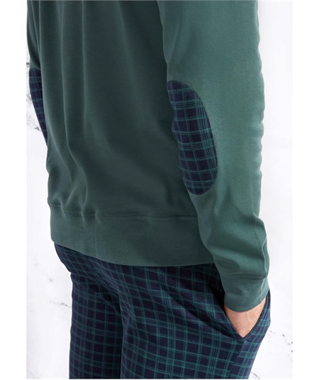 Q.bò 46374-VE Pigiama girocollo serafino in puro cotone interlock. Colore: Verde