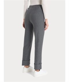 Ragno Art D091PW Pantalone straight fit in tessuto compact di Viscosa con risvolto alla caviglia. Colore: Ardesia 202M