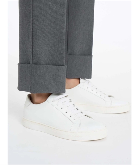 Ragno Art D091PW Pantalone straight fit in tessuto compact di Viscosa con risvolto alla caviglia. Colore: Ardesia 202M