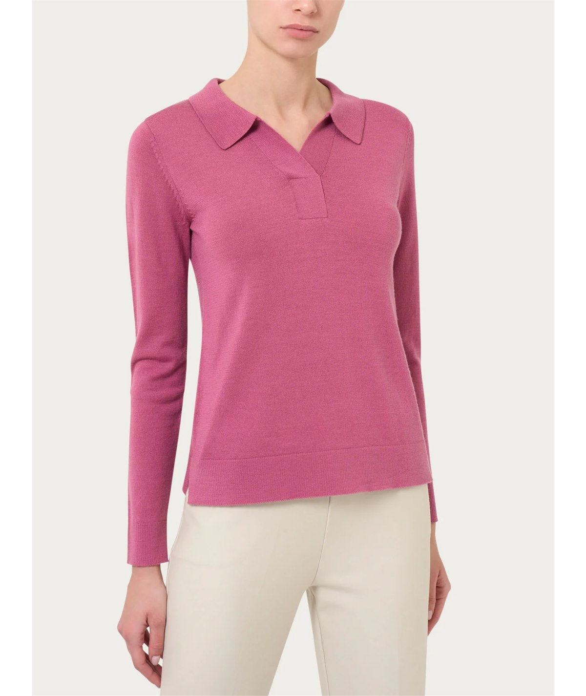 Ragno DN93MF - Maglia Polo senza bottoni in Merino Soft. Colore: Red Violet A85 Ragno DN93MF - Maglia Polo senza bottoni in Merino Soft. Colore: Red Violet A85