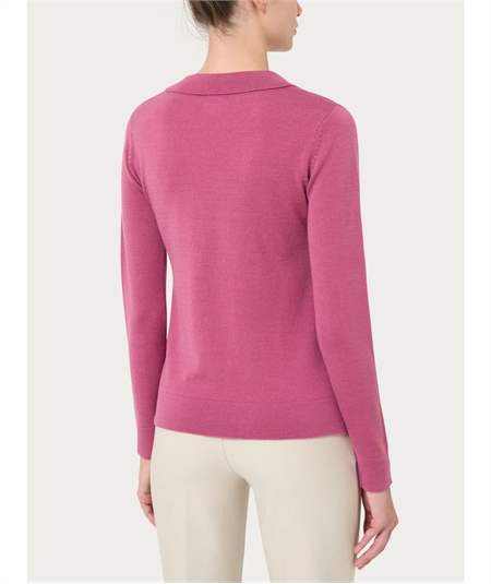 Ragno DN93MF - Maglia Polo senza bottoni in Merino Soft. Colore: Red Violet A85 Ragno DN93MF - Maglia Polo senza bottoni in Merino Soft. Colore: Red Violet A85