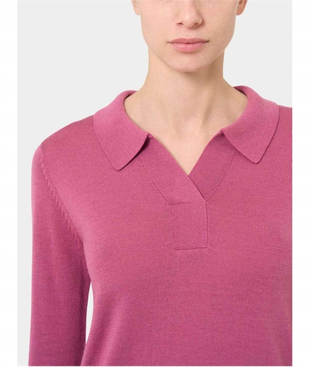 Ragno DN93MF - Maglia Polo senza bottoni in Merino Soft. Colore: Red Violet A85 Ragno DN93MF - Maglia Polo senza bottoni in Merino Soft. Colore: Red Violet A85
