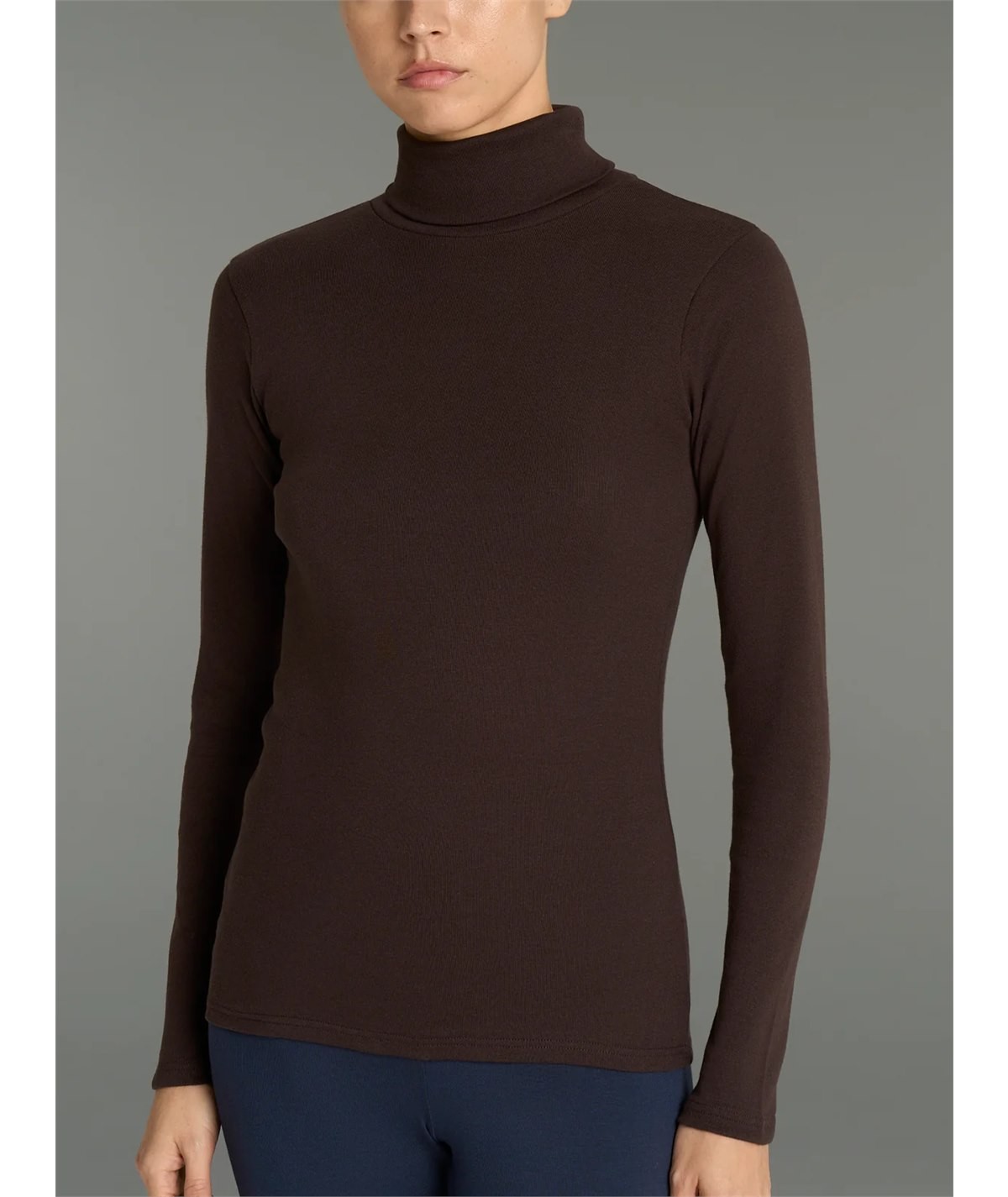 Ragno D274AK -  Maglia sottogiacca collo dolcevita in caldo cotone Biologico. Colore: Chocolate A75