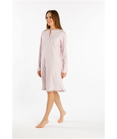 Fida I2342 - Camicia notte girocollo serafino in puro cotone Interlock. Colore: Rosa Chiaro