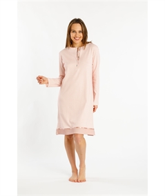 Fida I2314 - Camicia notte girocollo serafino in puro cotone Interlock. Colore: Fantasia a fiorellini Rosa.
