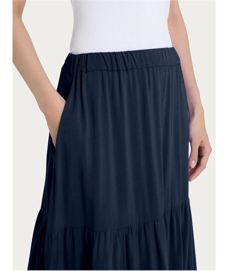 Ragno DP34UG - Gonnellone lungo a balze in mussola di Viscosa. Colore: Bleu 078