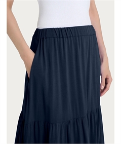 Ragno DP34UG - Gonnellone lungo a balze in mussola di Viscosa. Colore: Bleu 078