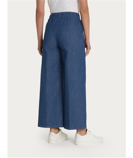 agno DN18P4 - Pantalone Jeans cropped ampio con tasche. Colore Jeans 007