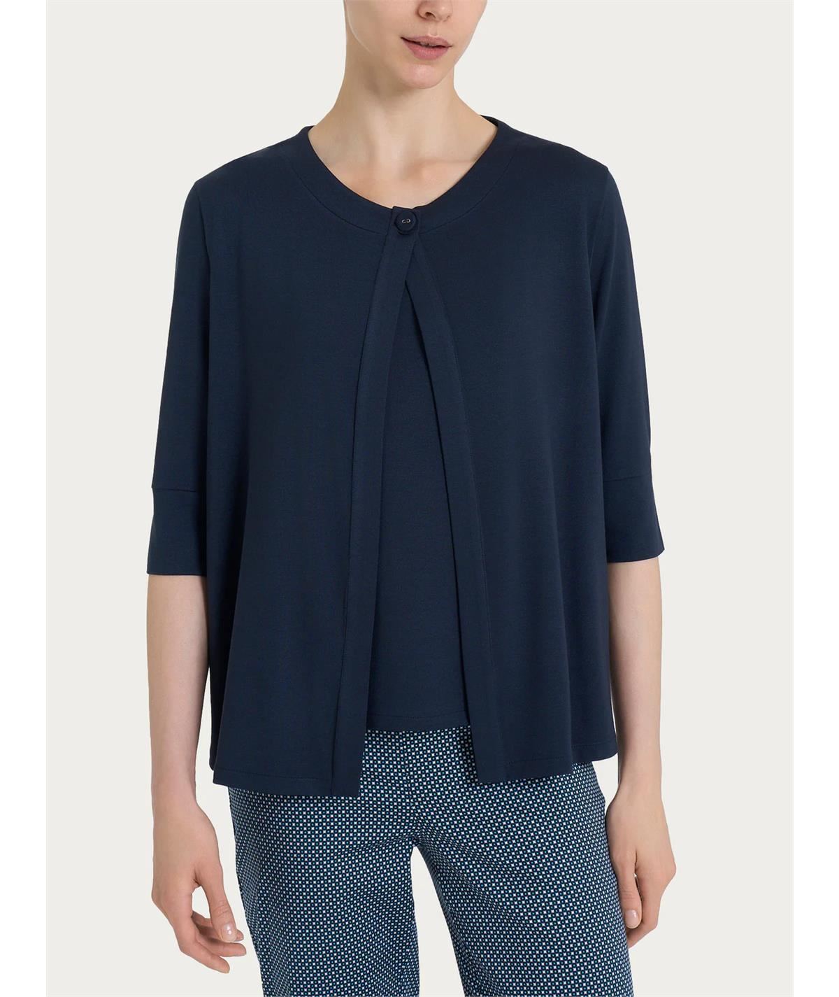 Ragno DN09TT - Cardigan manica 3/4 in jersey di viscosa crêpe. Colore: Bleu 078
