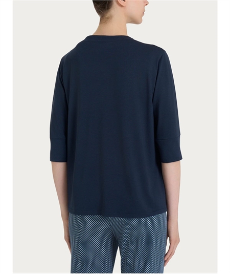 Ragno DN09TT - Cardigan manica 3/4 in jersey di viscosa crêpe. Colore: Bleu 078
