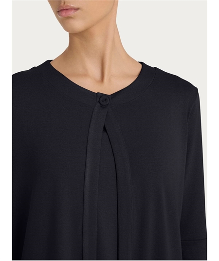 Ragno DN09TT - Cardigan manica 3/4 in jersey di viscosa crêpe. Colore: Nero 020