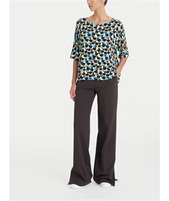 Ragno DQ29TJ - Blusa girocollo manica 3/4 in maglina di Viscosa. Colore: Fantasia Pale Banana B15