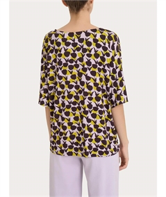 Ragno DQ29TJ - Blusa girocollo manica 3/4 in maglina di Viscosa. Colore: Fantasia Grenoble Green B25F