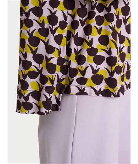 Ragno DQ29TJ - Blusa girocollo manica 3/4 in maglina di Viscosa. Colore: Fantasia Grenoble Green B25F