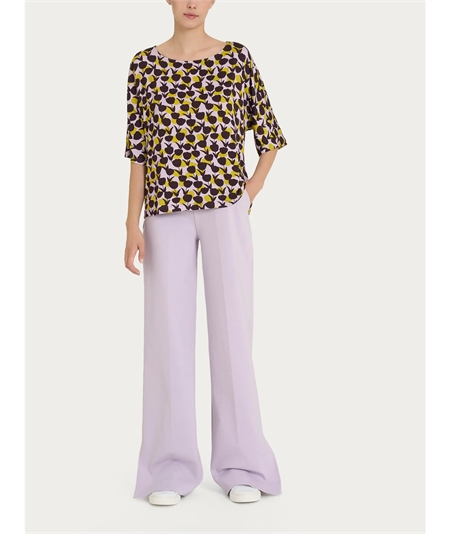 Ragno DQ29TJ - Blusa girocollo manica 3/4 in maglina di Viscosa. Colore: Fantasia Grenoble Green B25F