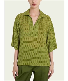 Ragno DQ23SF -  Blusa con colletto manica 3/4 in Ecoseta. Colore: Fantasia Sphagnum A39F