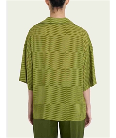 Ragno DQ23SF -  Blusa con colletto manica 3/4 in Ecoseta. Colore: Fantasia Sphagnum A39F