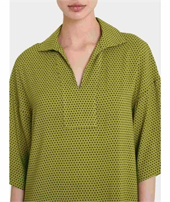 Ragno DQ23SF -  Blusa con colletto manica 3/4 in Ecoseta. Colore: Fantasia Sphagnum A39F
