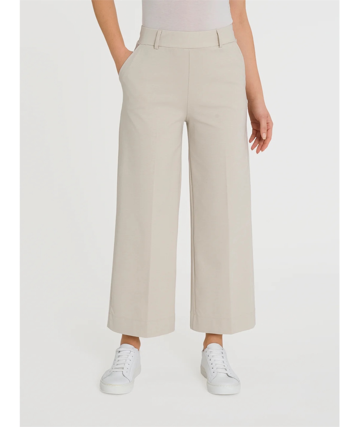 D293P4 - Pantalone Estivo Donna Ragno in Cotone con Tasche Compact Wide Leg. Colore: Champignon 786