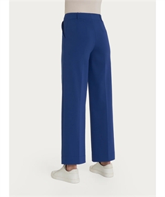D293P4 - Pantalone Estivo Donna Ragno in Cotone con Tasche Compact Wide Leg. Colore: Blueberry 516