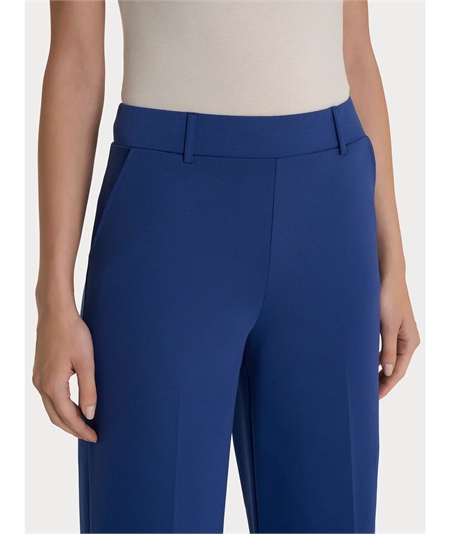 D293P4 - Pantalone Estivo Donna Ragno in Cotone con Tasche Compact Wide Leg. Colore: Blueberry 516