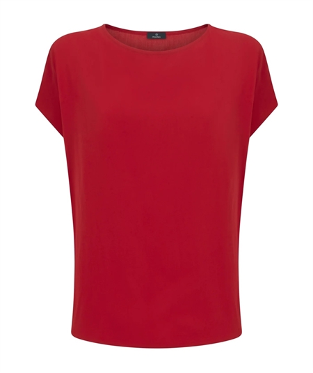 Ragno DM64SX - Blusa Girocollo con manica kimono in Ecoseta. Colore: Salsa A04