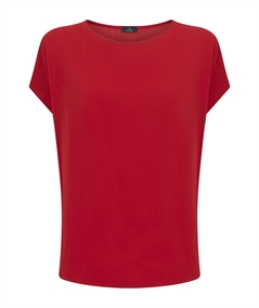 Ragno DM64SX - Blusa Girocollo con manica kimono in Ecoseta. Colore: Salsa A04