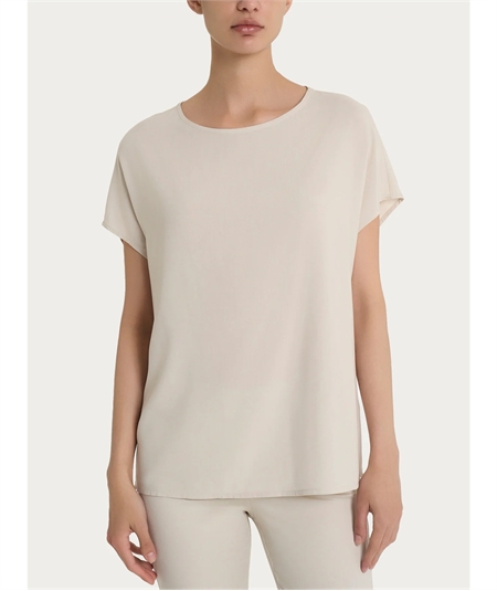 Ragno DM64SX - Blusa Girocollo con manica kimono in Ecoseta. Colore: Champignon 786