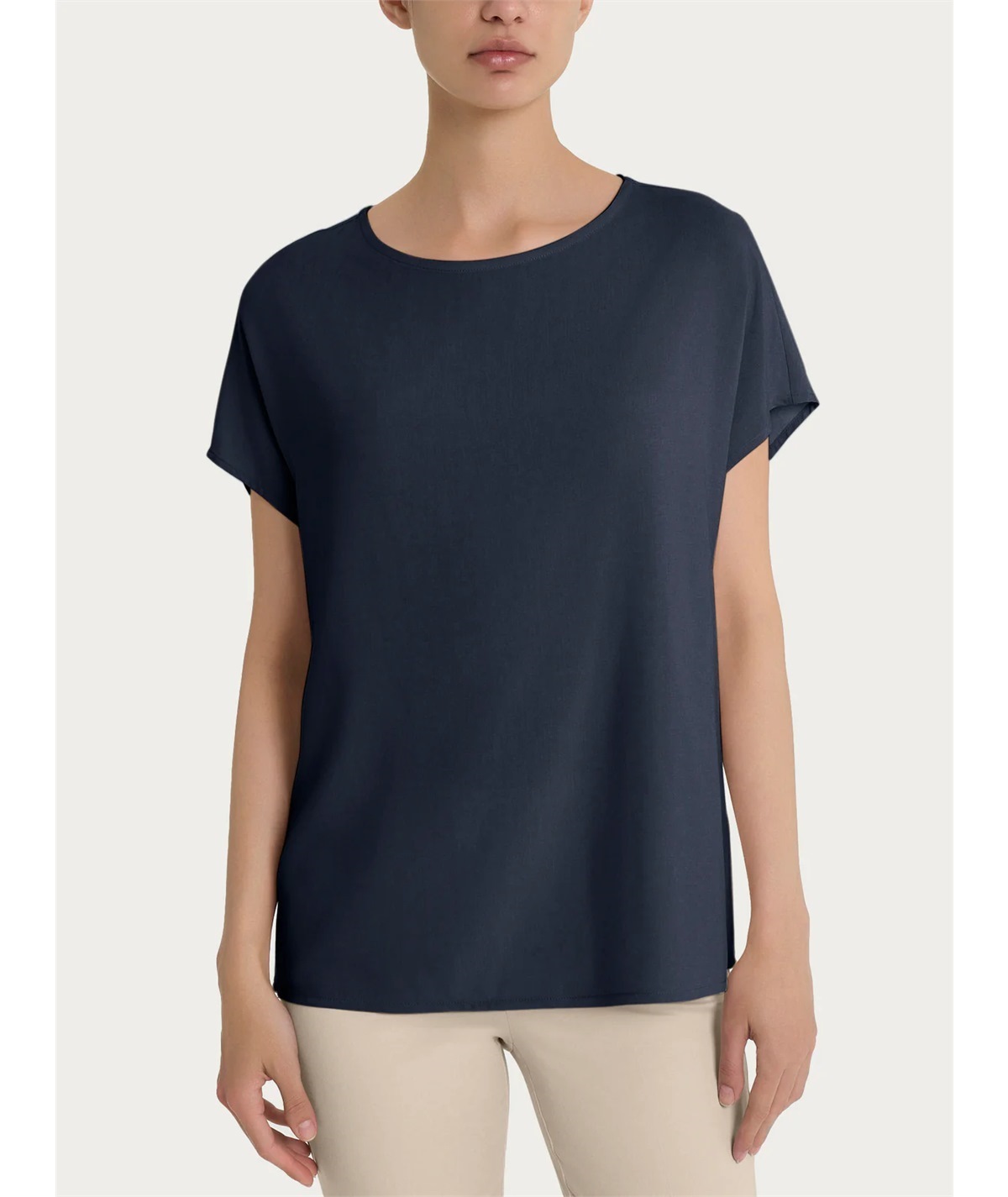 Ragno DM64SX - Blusa Girocollo con manica kimono in Ecoseta. Colore: Bleu 078