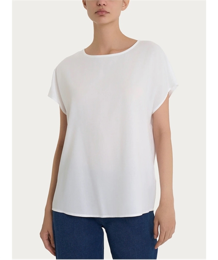 Ragno DM64SX - Blusa Girocollo con manica kimono in Ecoseta. Colore: Bianco 010