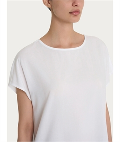 Ragno DM64SX - Blusa Girocollo con manica kimono in Ecoseta. Colore: Bianco 010