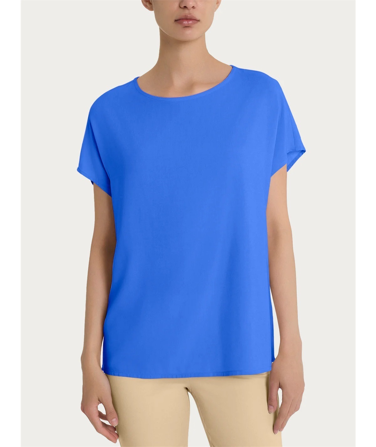 Ragno DM64SX - Blusa Girocollo con manica kimono in Ecoseta. Colore: Dazzling  Blue 857