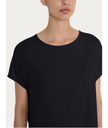 Ragno DM64SX - Blusa Girocollo con manica kimono in Ecoseta. Colore: Nero 020