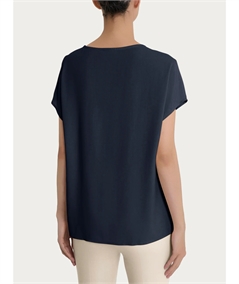 Ragno DM64SX - Blusa Girocollo con manica kimono in Ecoseta. Colore: Bleu 078