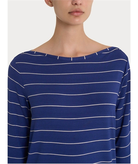 Ragno DP56TW - Maglia collo barca manica 3/4 in tessuto di Viscosa. Colore: Fantasia Blueberry B76F