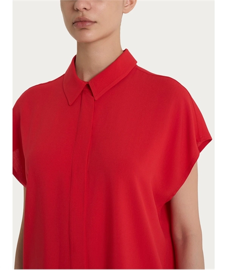 Ragno DM64SM - Camicia aperta con manica Kimono in Mussola di Viscosa. Colore: Salsa A04