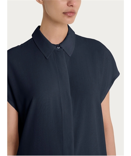 Ragno DM64SM - Camicia aperta con manica Kimono in Mussola di Viscosa. Colore: Bleu 078